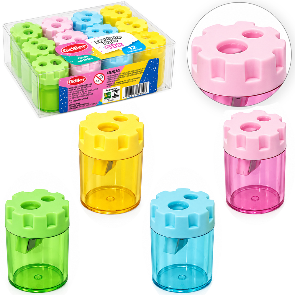 APONTADOR DUPLO GLIK COM DEPOSITO 12 PECAS 