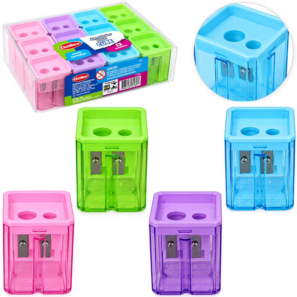 APONTADOR DUPLO CUBE COM DEPOSITO 12 PECAS