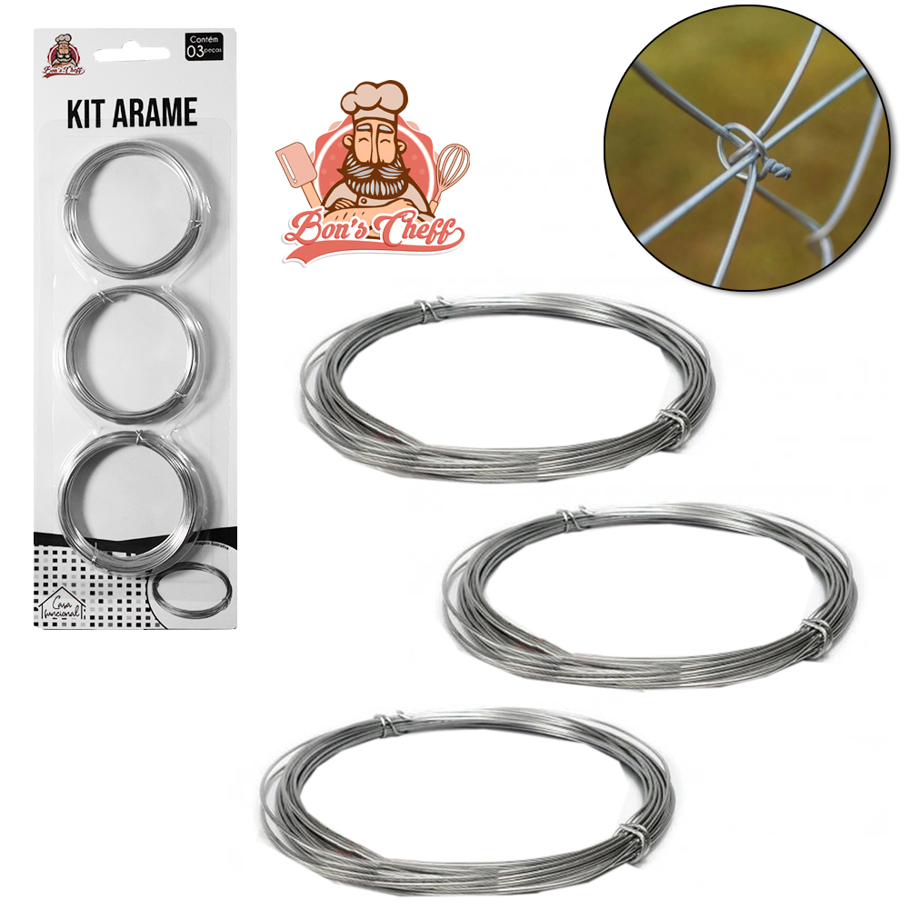 ARAME GALVANIZADO KIT COM 3 ROLOS 10M CADA