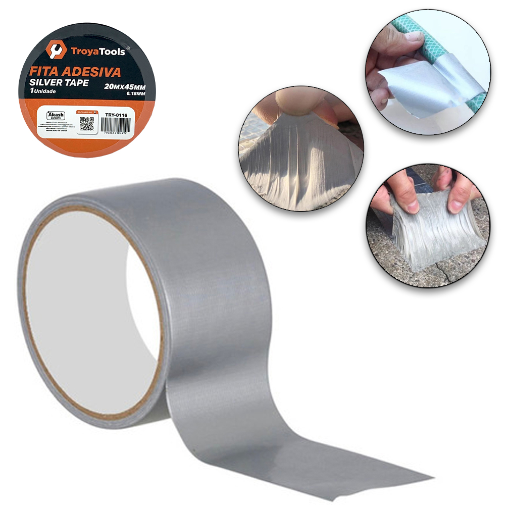 FITA ADESIVA MULTIUSO SILVER TAPE PRATA 45MMX20M 