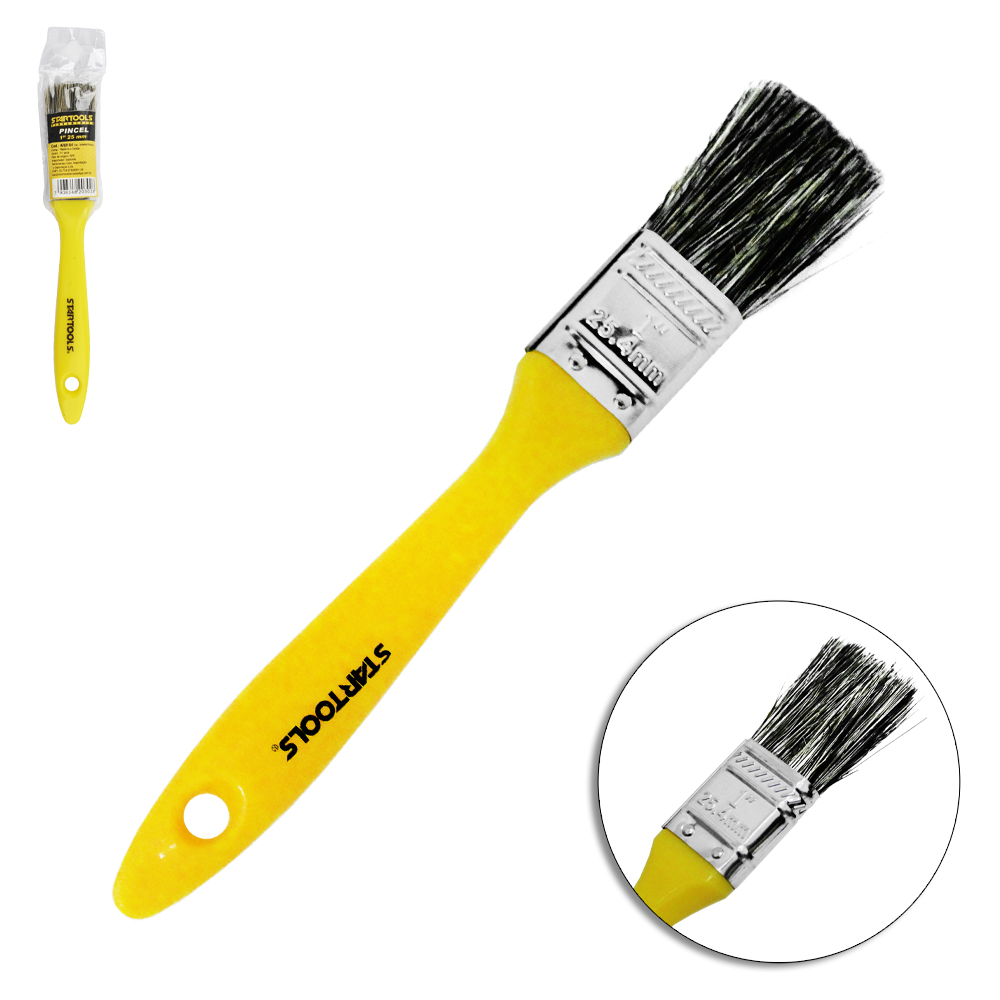 PINCEL / TRINCHA PARA PINTURA CABO PLASTICO AMARELO 1'' 25MM