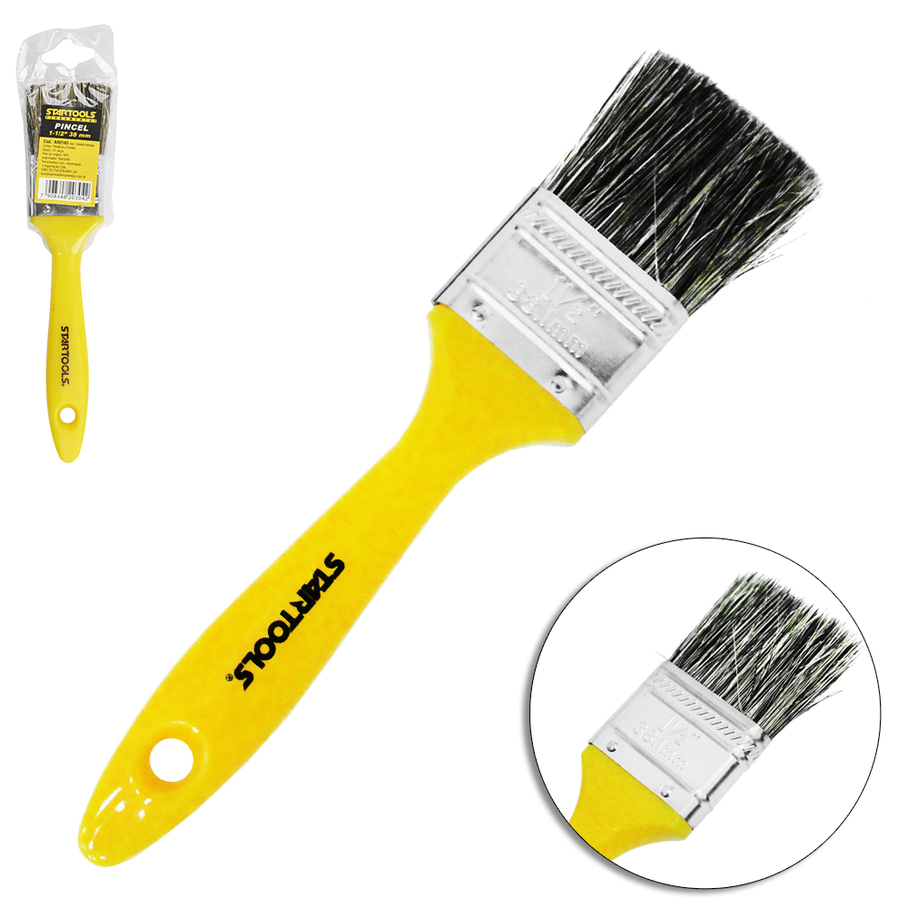 PINCEL / TRINCHA PARA PINTURA CABO PLASTICO AMARELO 1-½'' 38MM