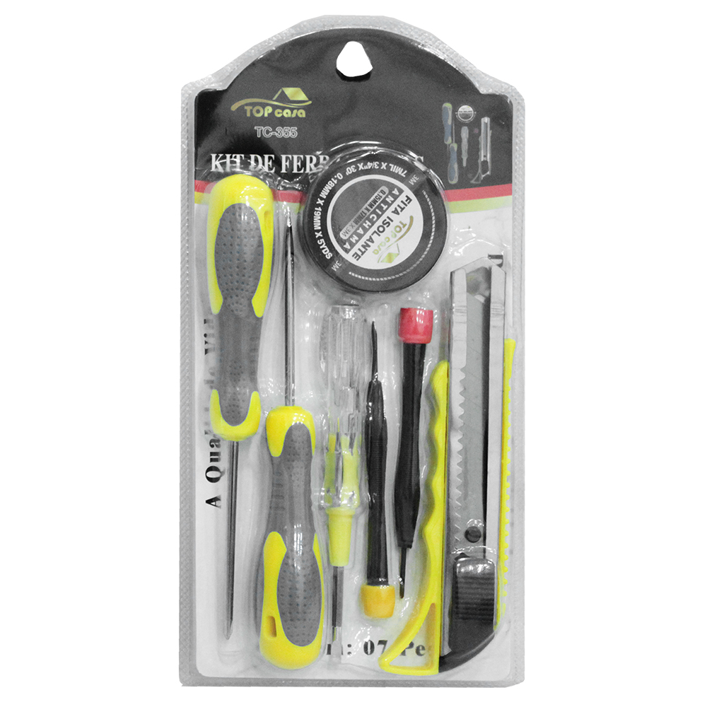 KIT FERRAMENTA ESTILETE + FITA ISOLANTE + CHAVE PARA TESTE + 2 CHAVE PRECISAO + FENDA / PHILIPS TOP CASA FRM