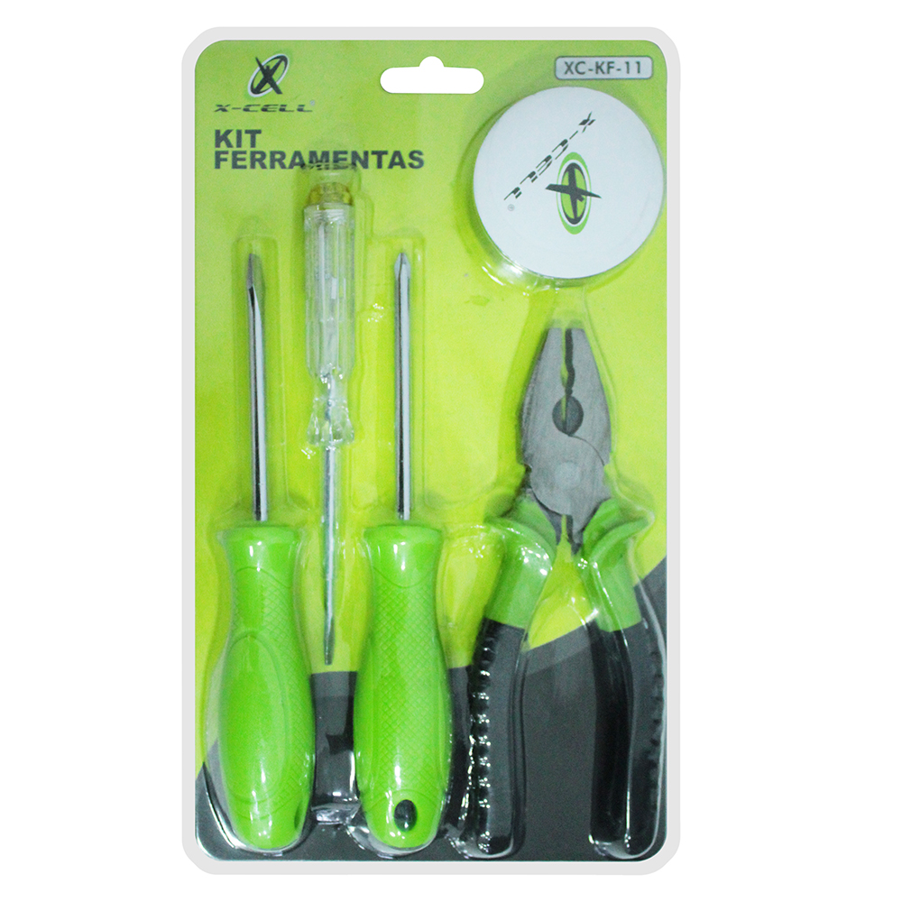 KIT FERRAMENTA COM ALICATE UNIVERSAL + CHAVE PARA TESTE + FITA ISOLANTE + CHAVE DE FENDA / PHILIPS X-CELL FRM