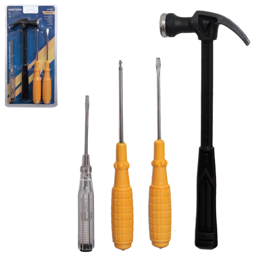 KIT FERRAMENTA COM MARTELO UNHA + CHAVE PARA TESTE E CHAVE FENDA / PHILIPS FRM