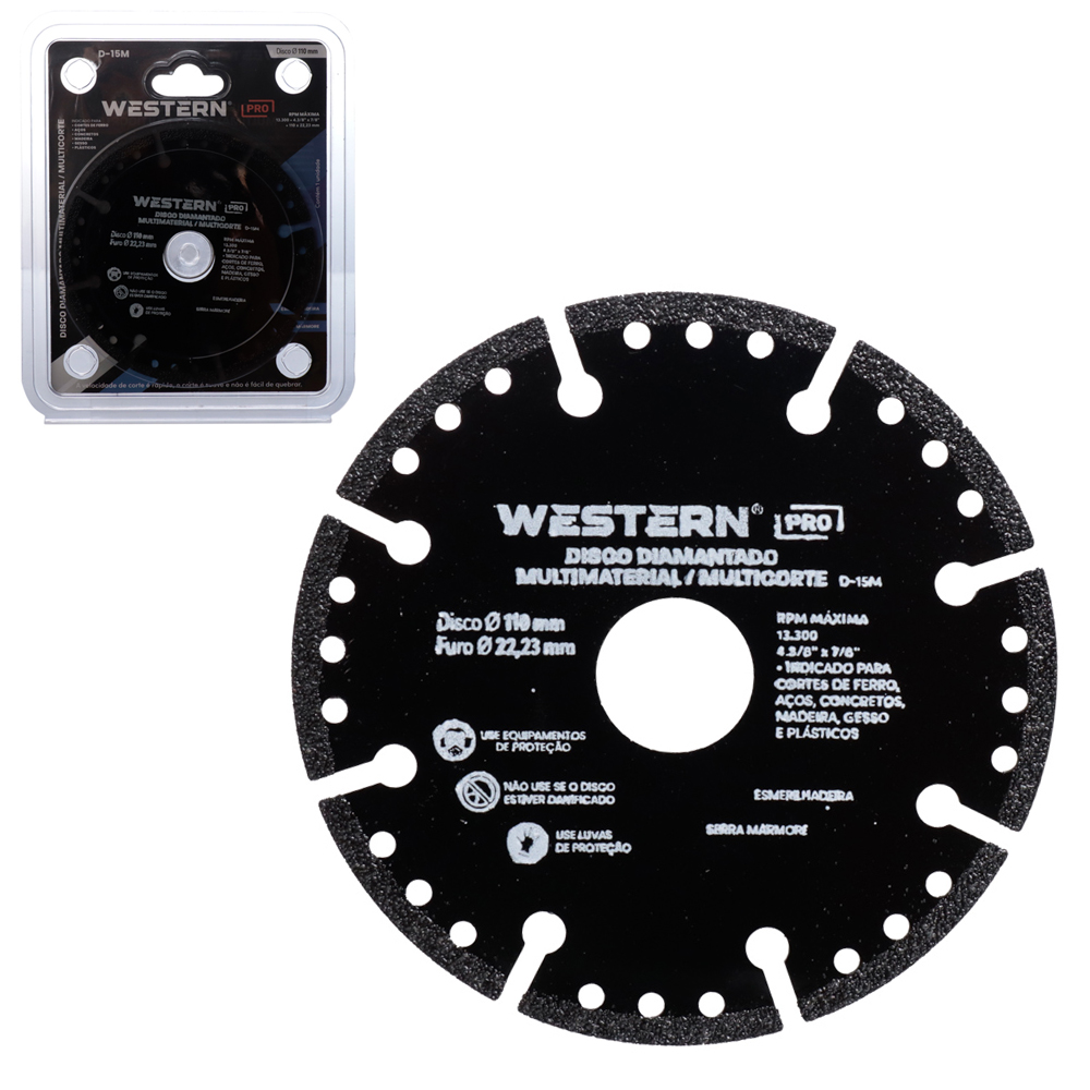 DISCO / SERRA CIRCULAR DIAMANTADO MULTIMATERIAL / MULTICORTE METAL / ACO / CONCRETO / MADEIRA / GESSO / PLASTICO 110MM P