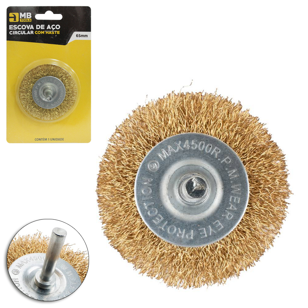 ESCOVA DE ACO ONDULADAS CIRCULAR 2½'' 65MM MB TOOLS
