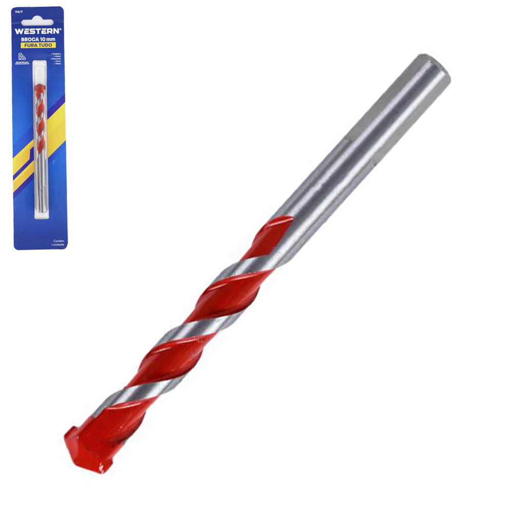 BROCA DE ACO CARBONO YG6 FURO TUDO PARA CONCRETO / MADEIRA / METAL 10MM