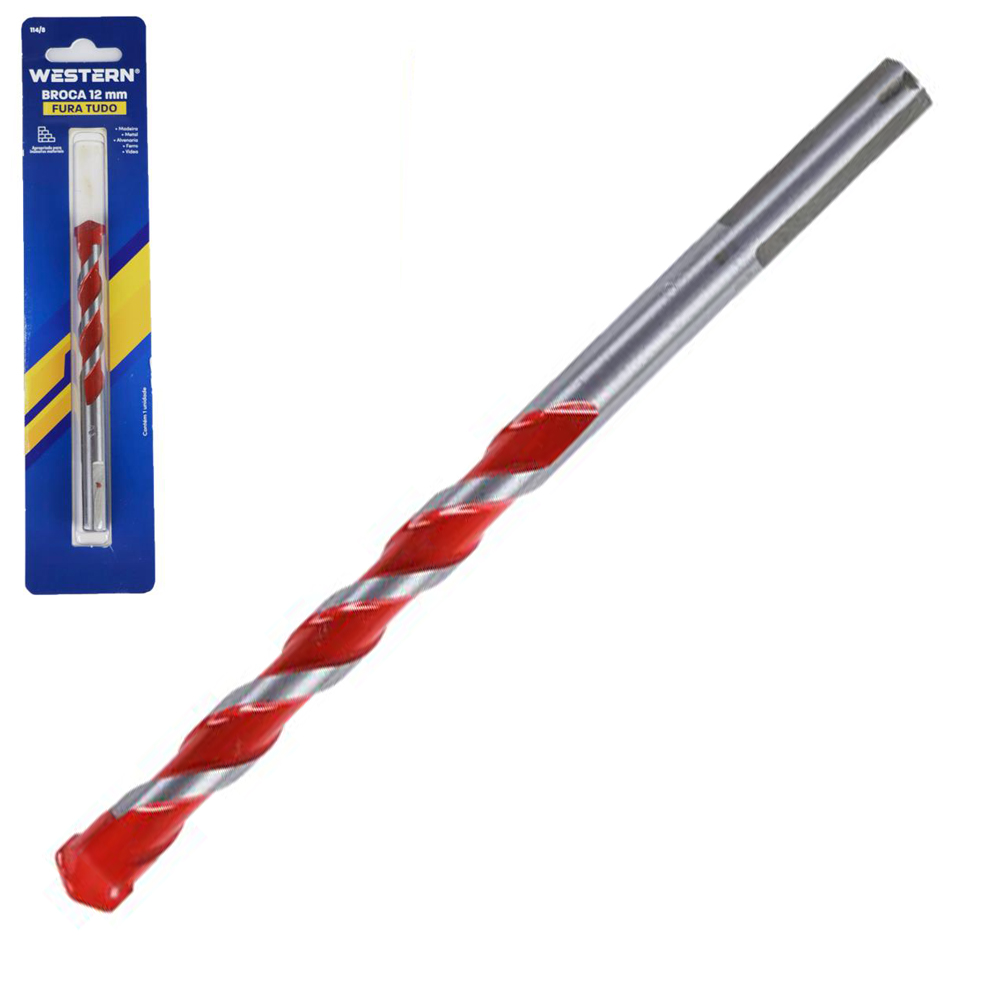 BROCA DE ACO CARBONO YG6 FURO TUDO PARA CONCRETO / MADEIRA / METAL 12MM