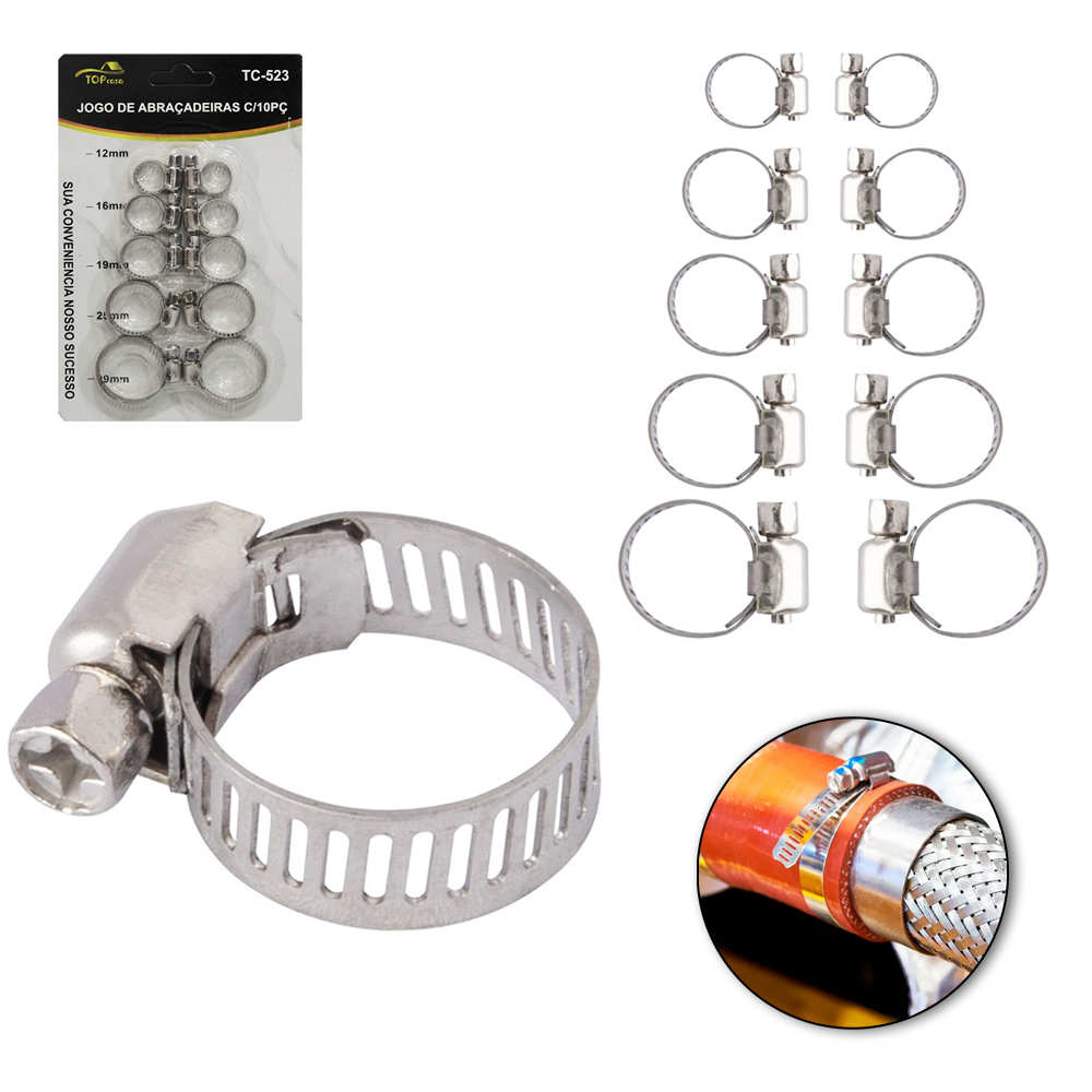 ABRACADEIRA AJUSTAVEL DE METAL TOP CASA COM 10 PECAS