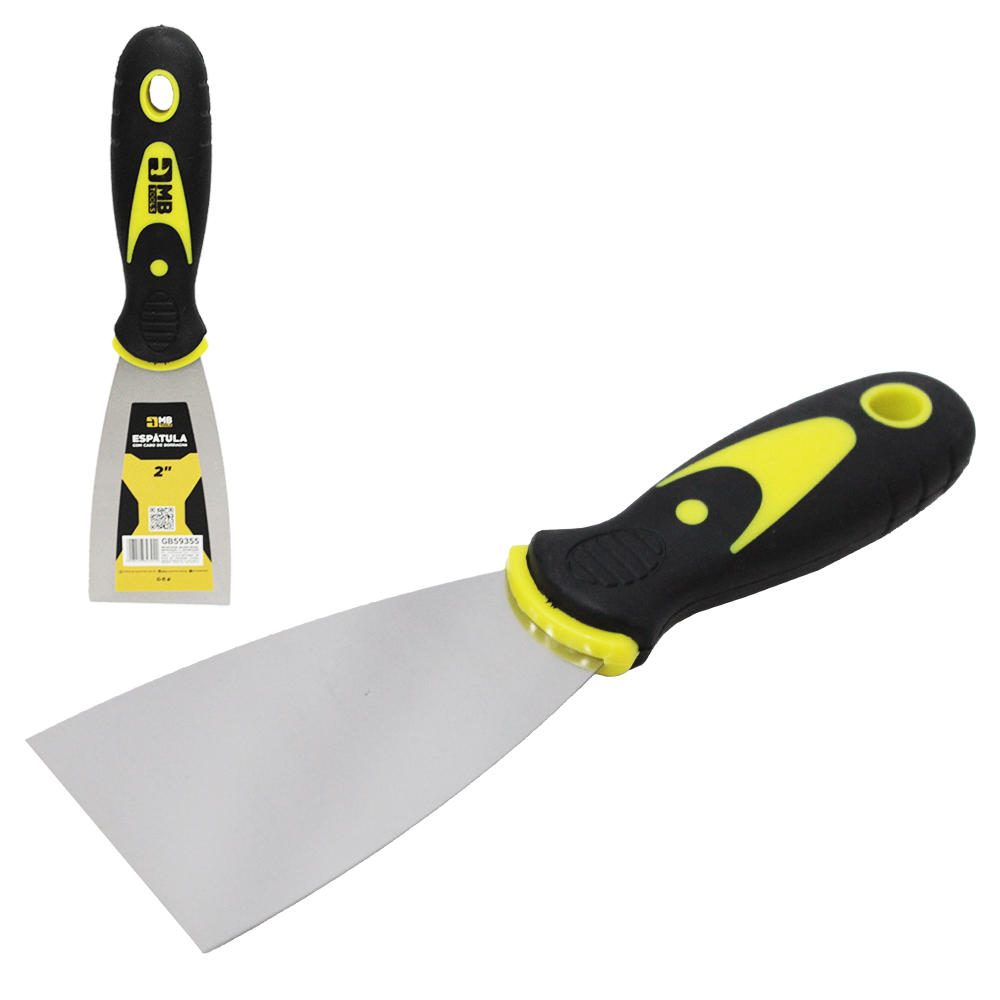 ESPATULA DE METAL CABO EMBORRACHADO AMARELO / PRETO 2'' 20CM MB TOOLS