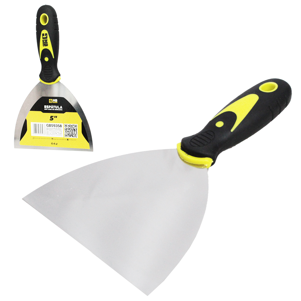 ESPATULA DE METAL CABO EMBORRACHADO AMARELO / PRETO 5'' 21CM MB TOOLS