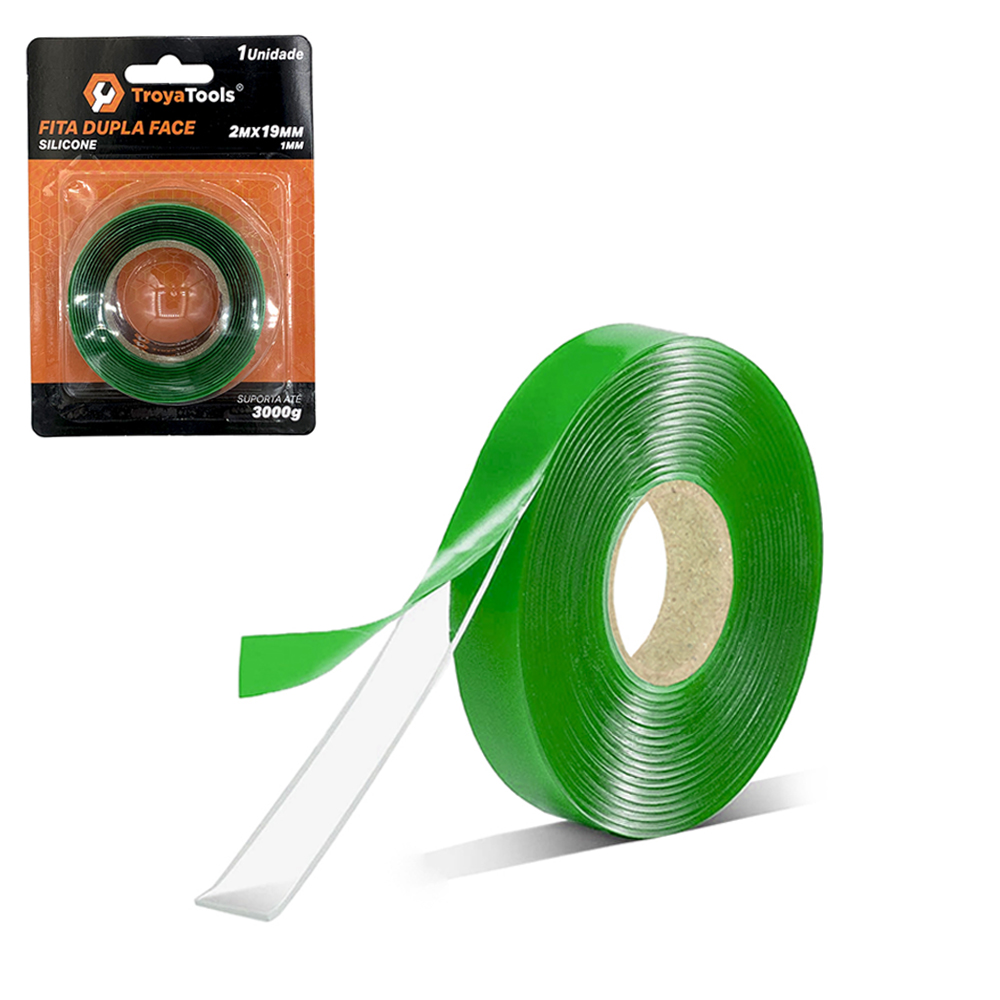 FITA ADESIVA DUPLA FACE TRANSPARENTE PERMANENTE 19MMX2M TROYA TOOLS