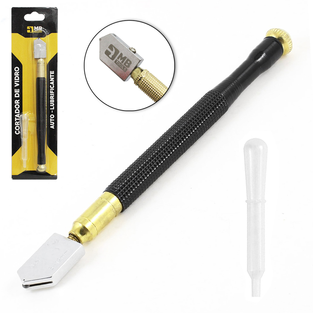 MARCADOR E CORTADOR DE VIDRO DE PRECISAO COM RESERVATORIO + BISNAGA DOSADORA 17,5 / 7,5CM MB TOOLS