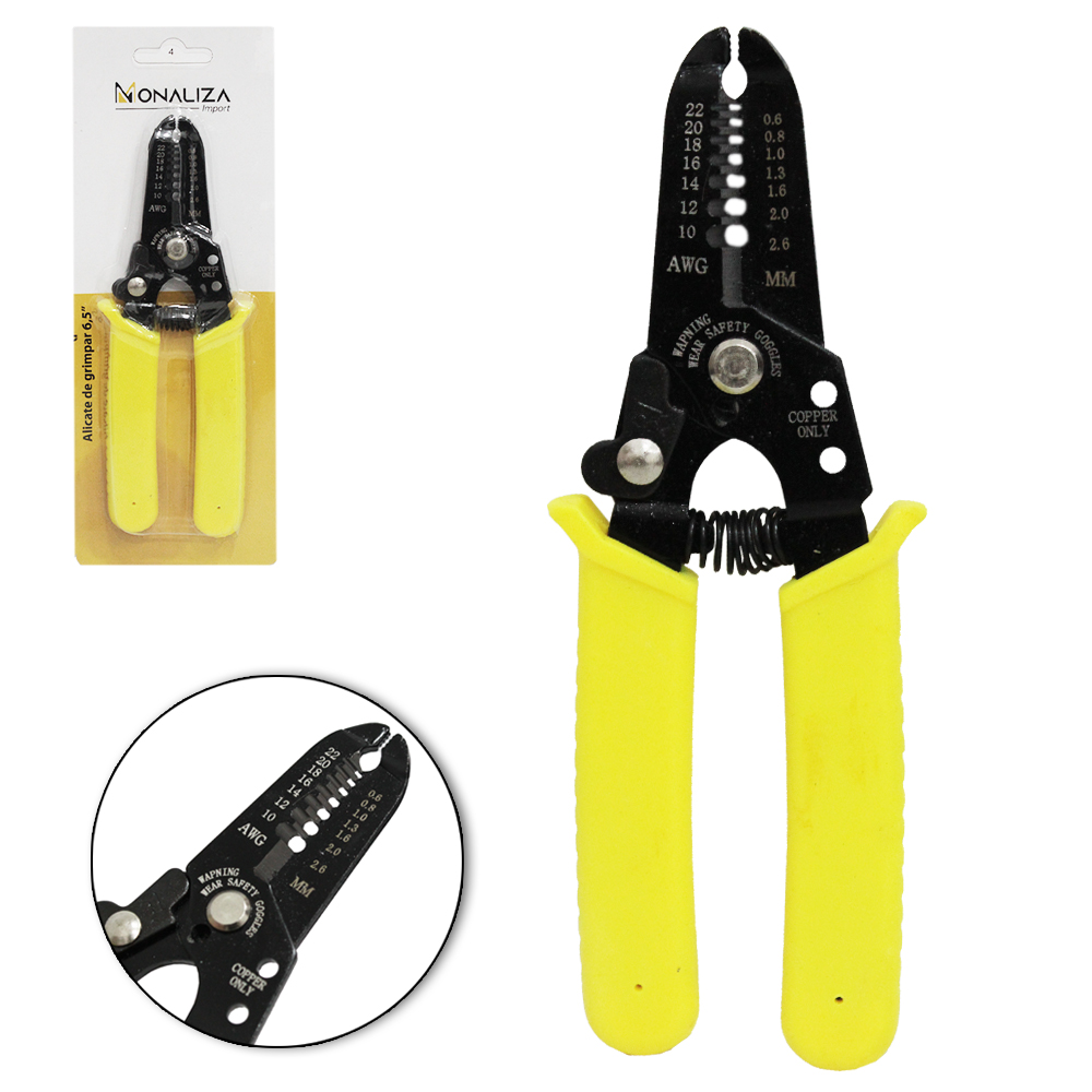 ALICATE DESENCAPADOR DE FIOS 6,5'' CABO AMARELO