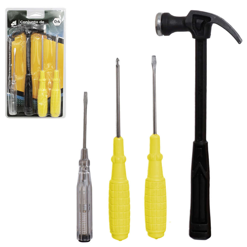 KIT FERRAMENTA COM MARTELO UNHA + CHAVE PARA TESTE E CHAVE FENDA / PHILIPS FRM