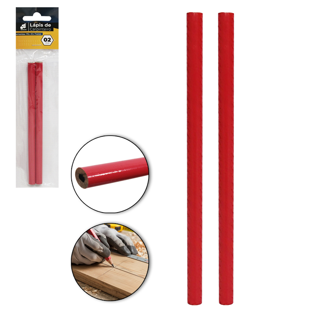 LAPIS CARPINTEIRO MARCENEIRO COM 2 PECAS 17,6CM