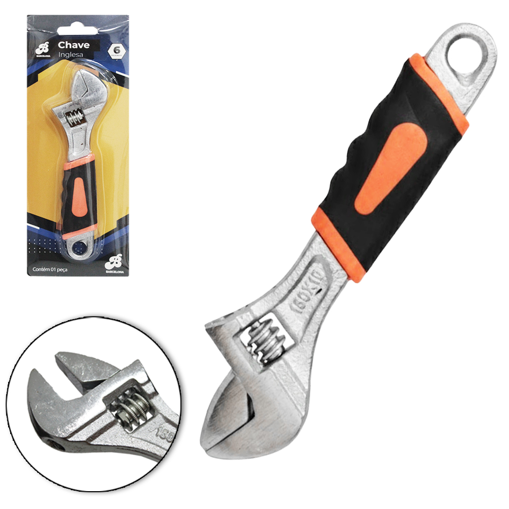 CHAVE INGLESA AJUSTAVEL CABO EMBORRACHADO 6''