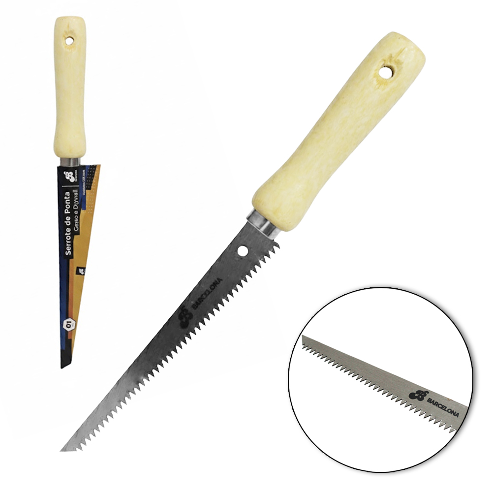 SERROTE DE PONTA DE ACO PARA GESSO E DRYWALL CABO MADEIRA 165MM 29X3CM