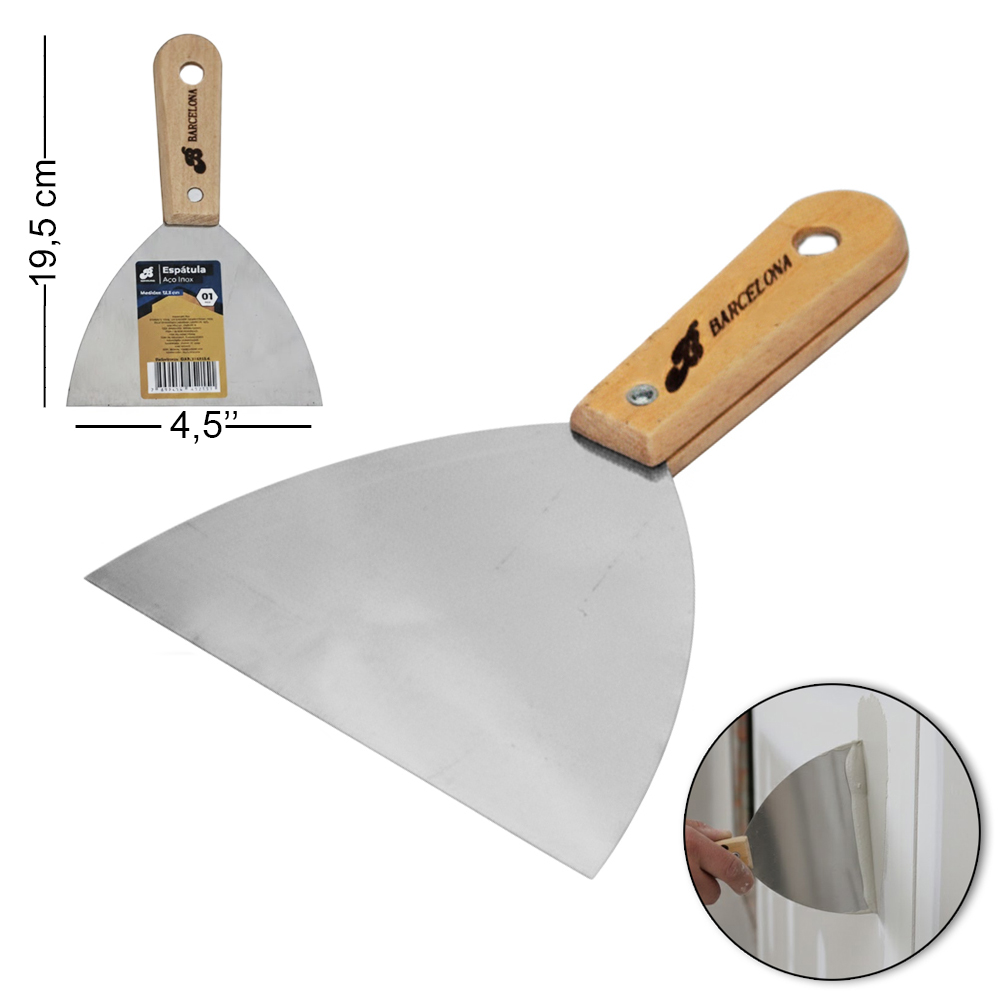 ESPATULA DE METAL CABO MADEIRA 4,5'' 19,5CM