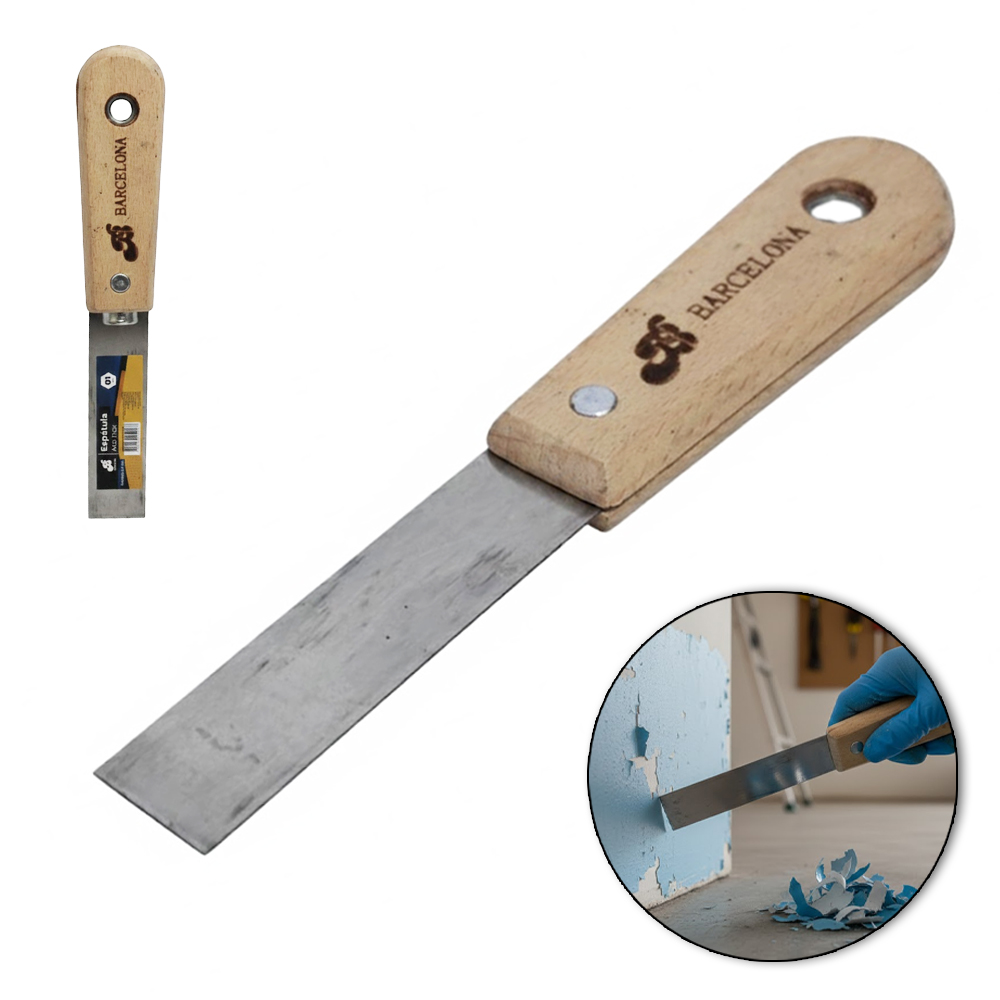 ESPATULA DE METAL CABO MADEIRA 1'' 18,5CM