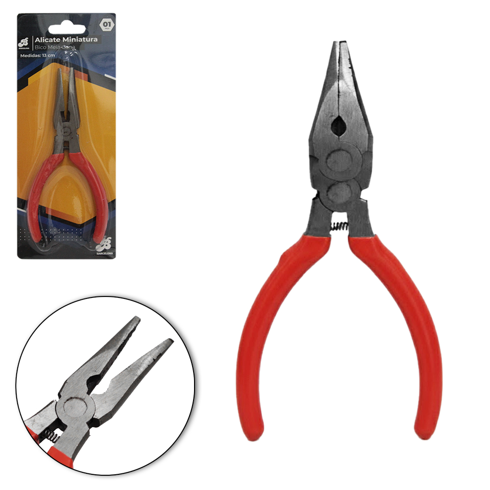 ALICATE DE BICO MEIA CANA RETO 5'' COM MOLA CABO EMBORRACHADO LARANJA