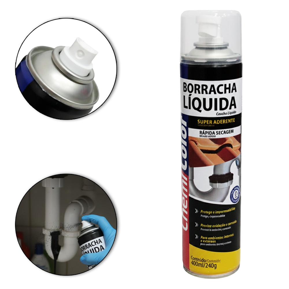 BORRACHA LIQUIDA SPRAY SUPER ADERENTE CHEMI COLOR TRANSPARENTE 400ML/240G