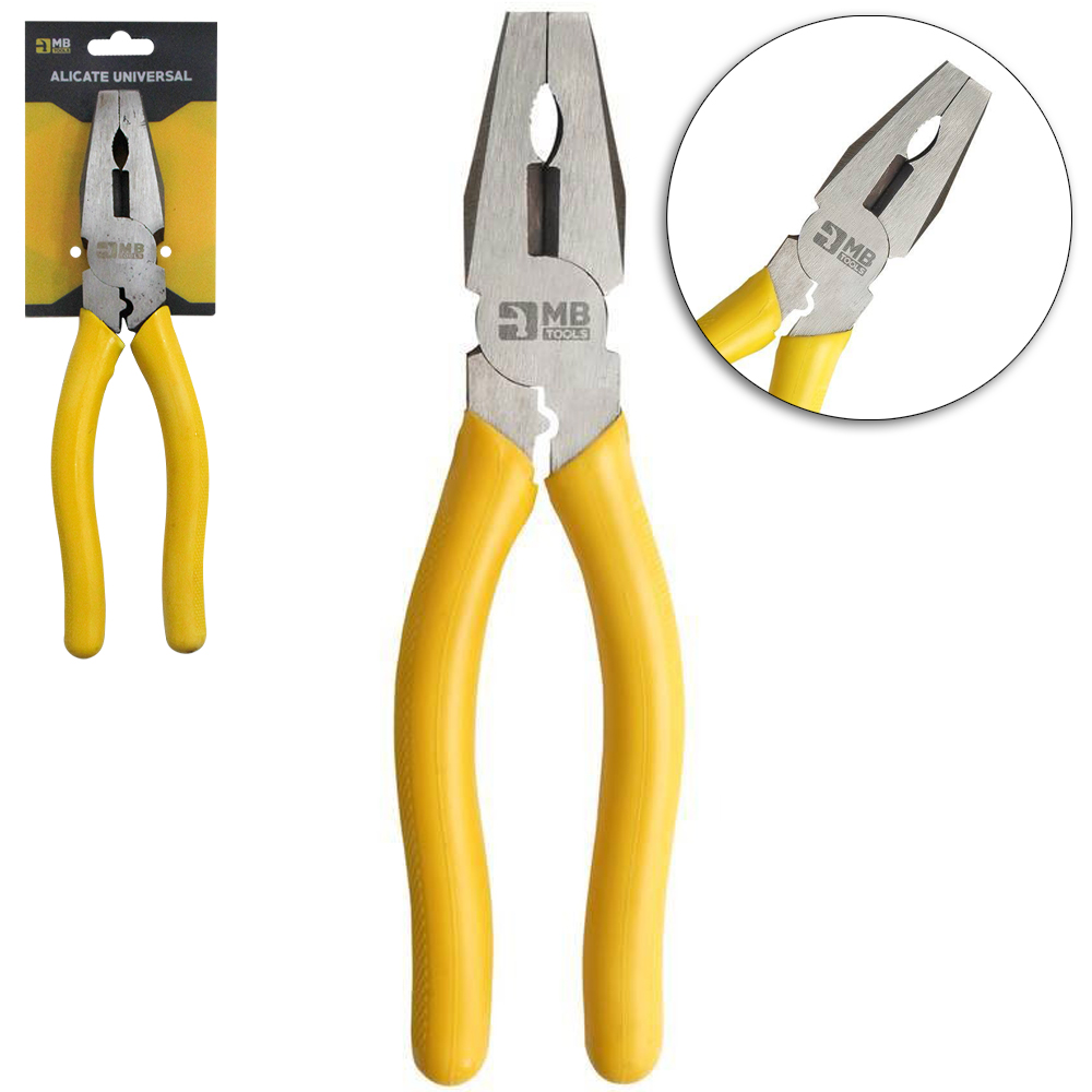 ALICATE UNIVERSAL 8,5'' 15MM CABO EMBORRACHADO AMARELO MB TOOLS