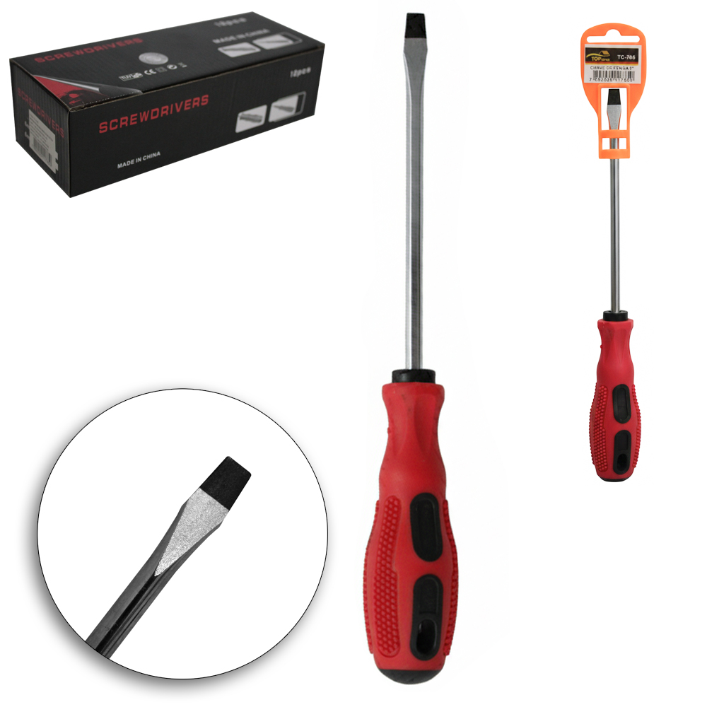 CHAVE DE FENDA COM PONTA IMANTADA + CABO EMBORRACHADO TOP CASA 5''