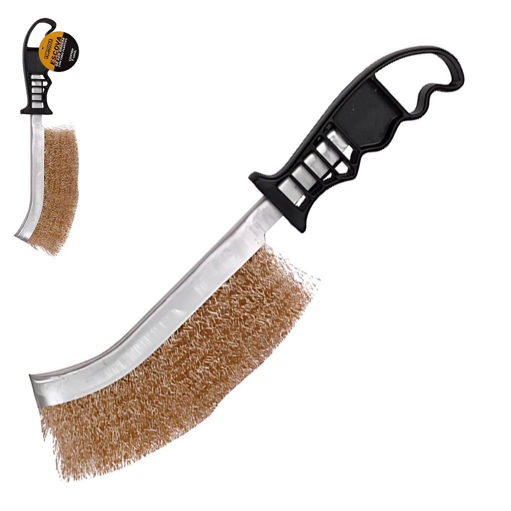 ESCOVA DE ACO GROSSA ONDULADAS CABO PLASTICO 23,5X6CM