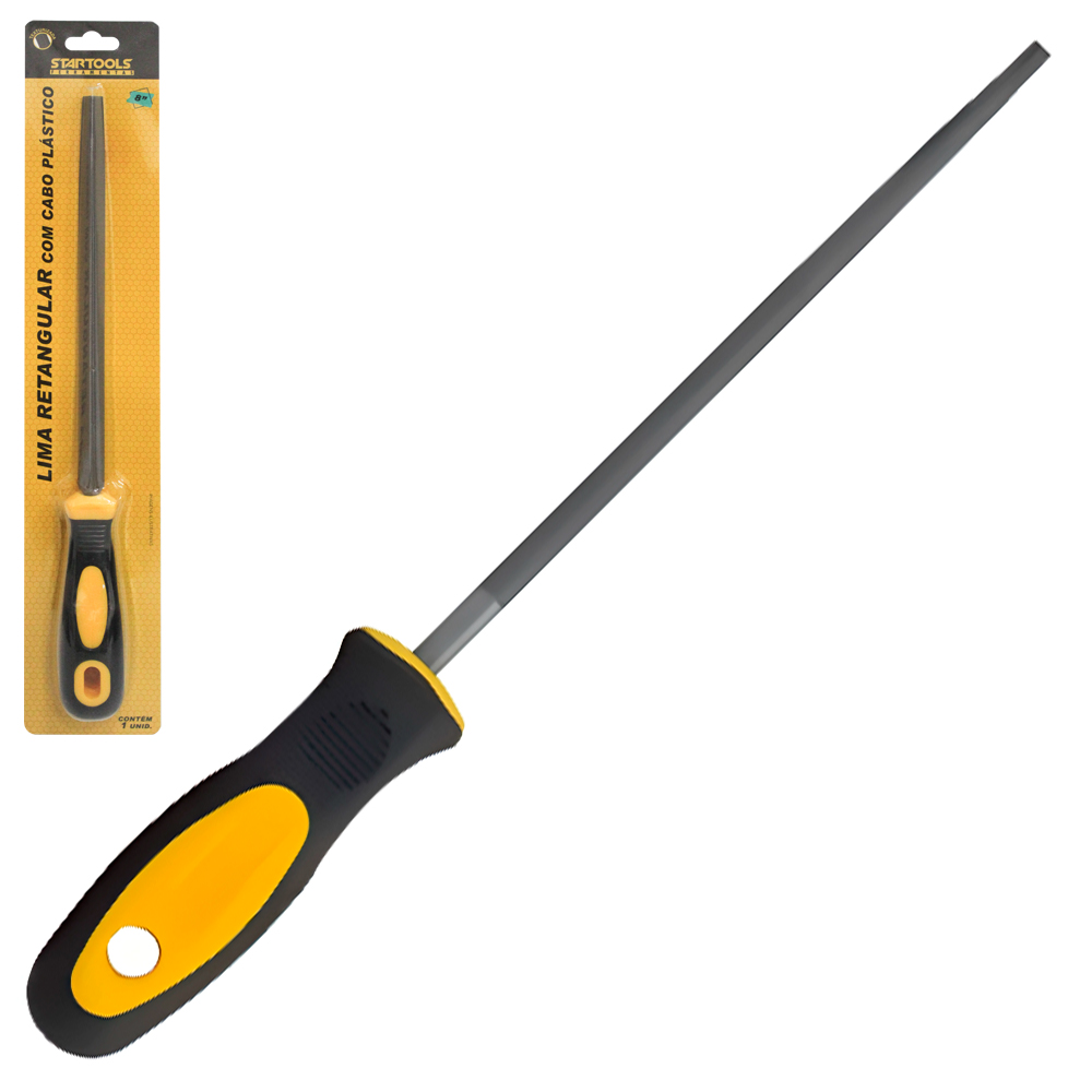LIMA ( RETANGULAR ) TRIANGULAR PARA METAIS 8'' CABO ( PLASTICO ) EMBORRACHADO AMARELO / PRETO