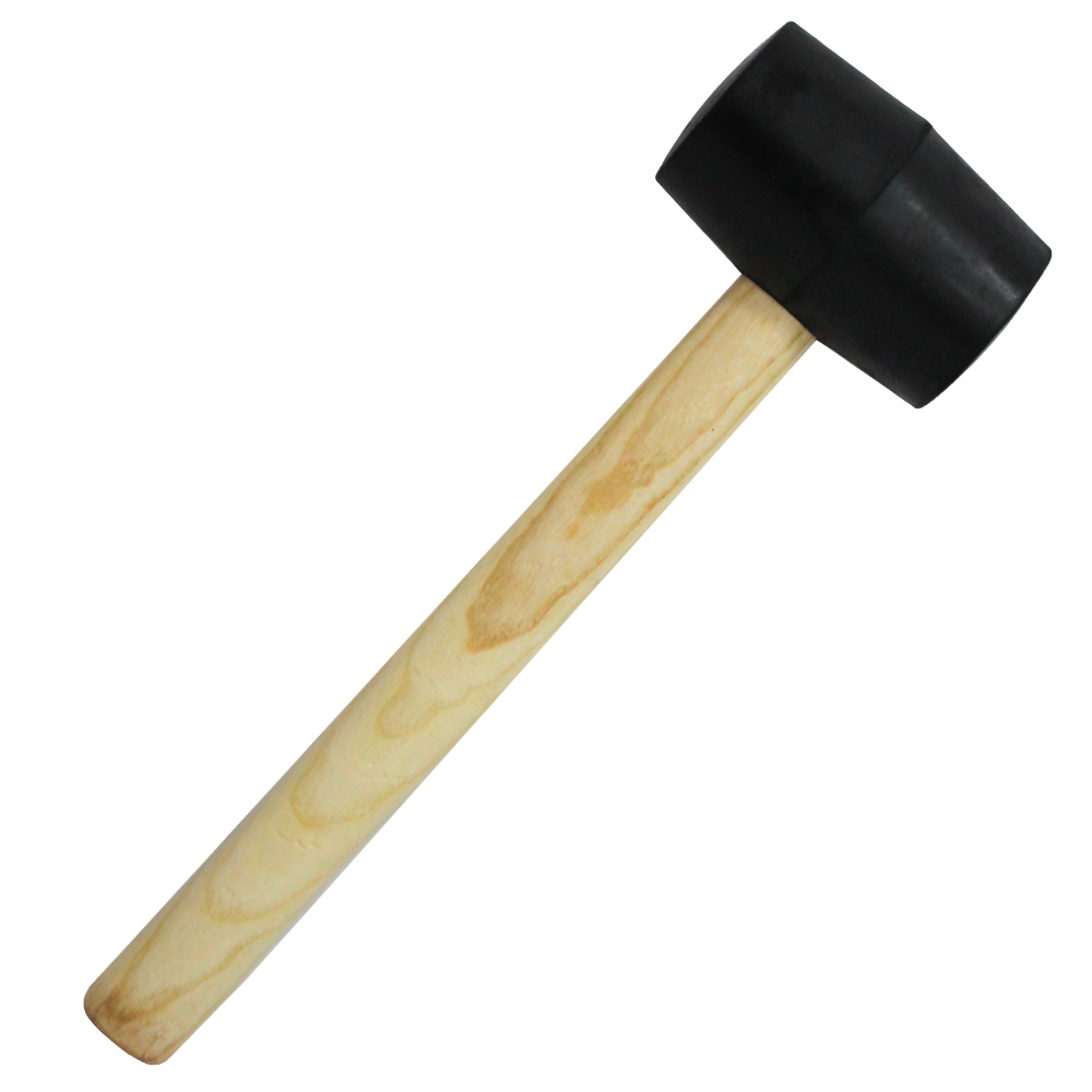 MARTELO / MARRETA DE BORRACHA PRETA CABO MADEIRA 300G 45MM