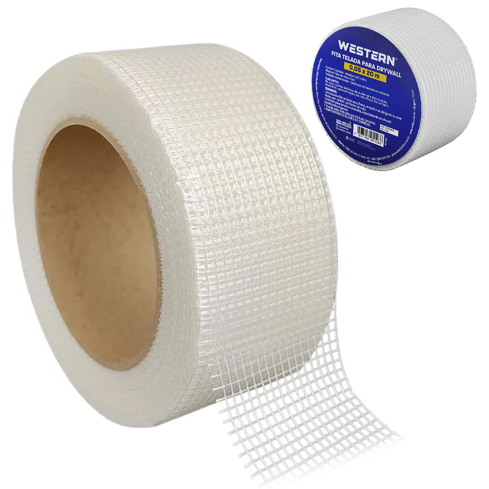 FITA TELADA ADESIVA DE FIBRA DE VIDRO PARA DRYWALL 50MMX20M