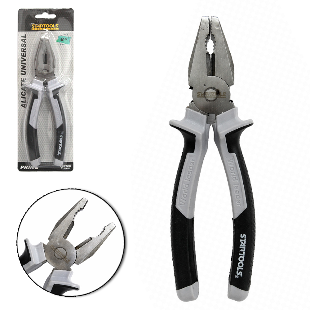 ALICATE UNIVERSAL 8'' 9MM CABO EMBORRACHADO CINZA / PRETO PRIME SR