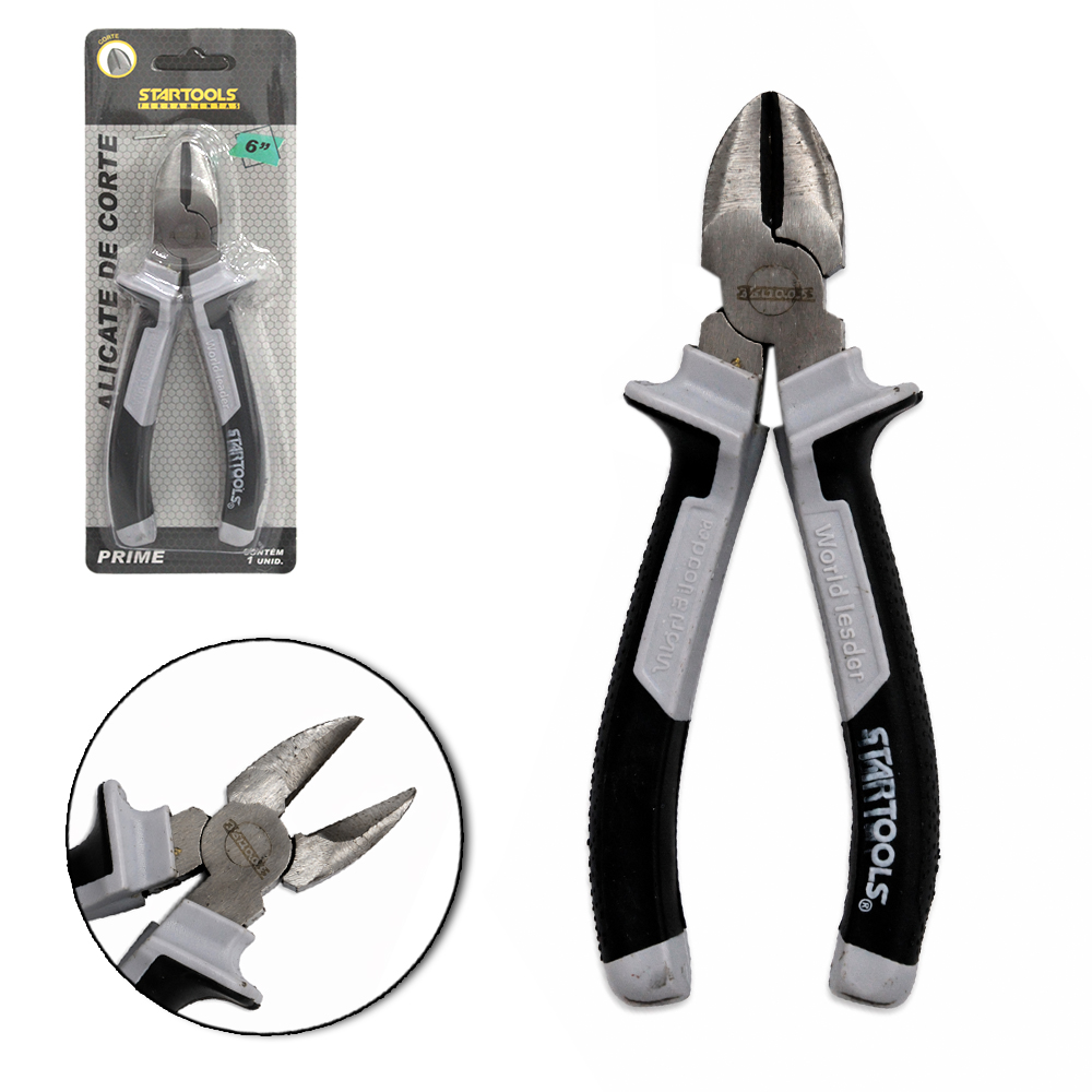 ALICATE DE CORTE DIAGONAL 6'' CABO EMBORRACHADO CINZA / PRETO PRIME