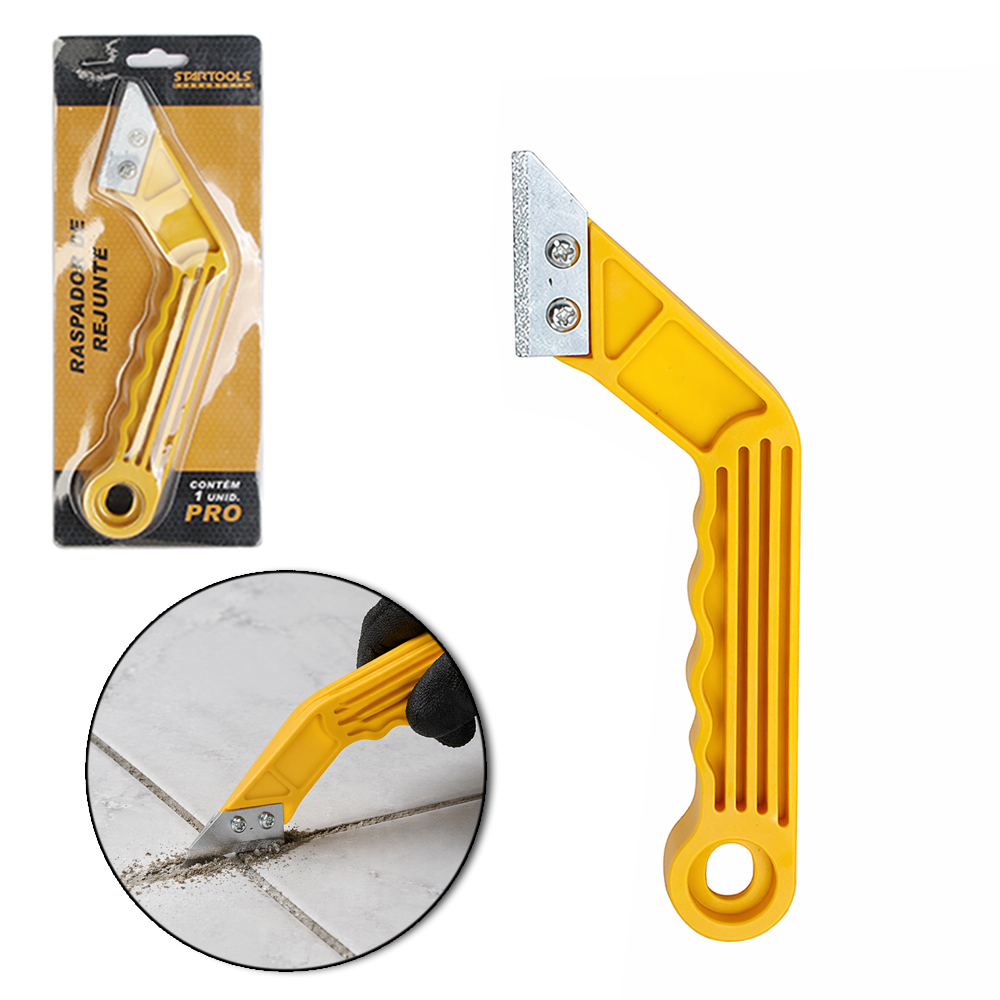 RASPADOR DE REJUNTE DE METAL CABO PLASTICO AMARELO PRO