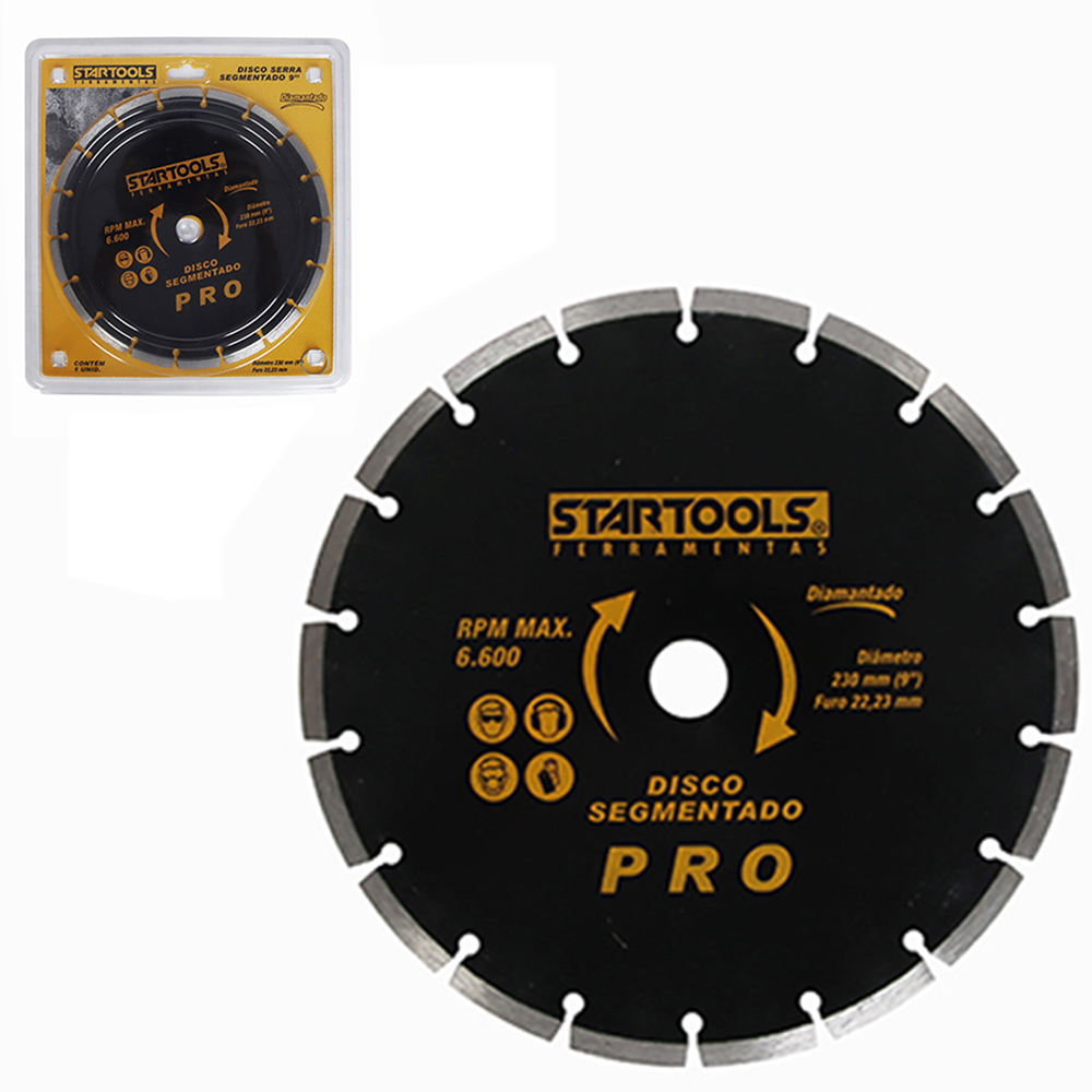 DISCO DE CORTE DIAMANTADO SEGMENTADO PRO 9'' 230MM COM ANEL ADAPTADOR