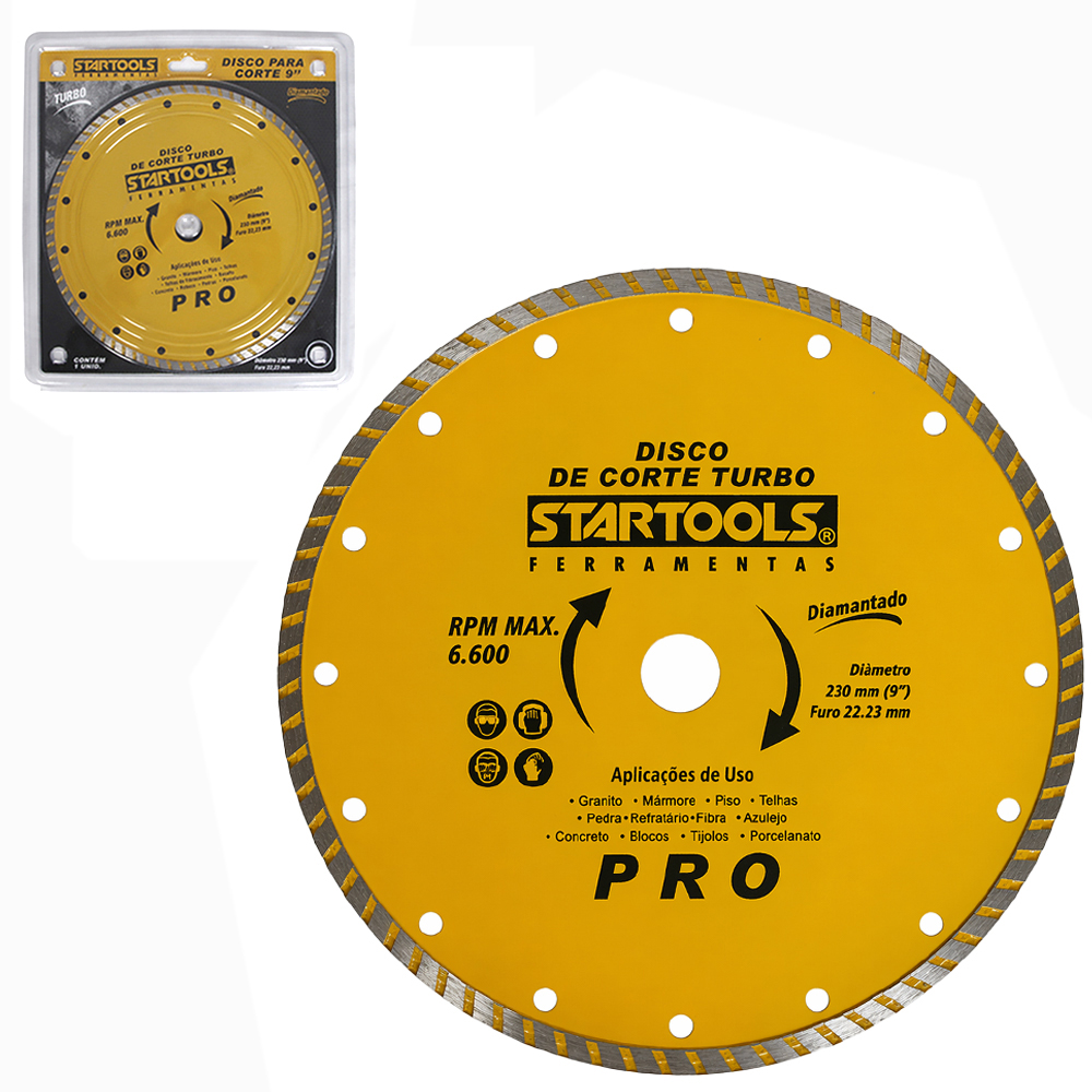 DISCO DE CORTE DIAMANTADO TURBO PRO 9'' 230MM COM ANEL ADAPTADOR