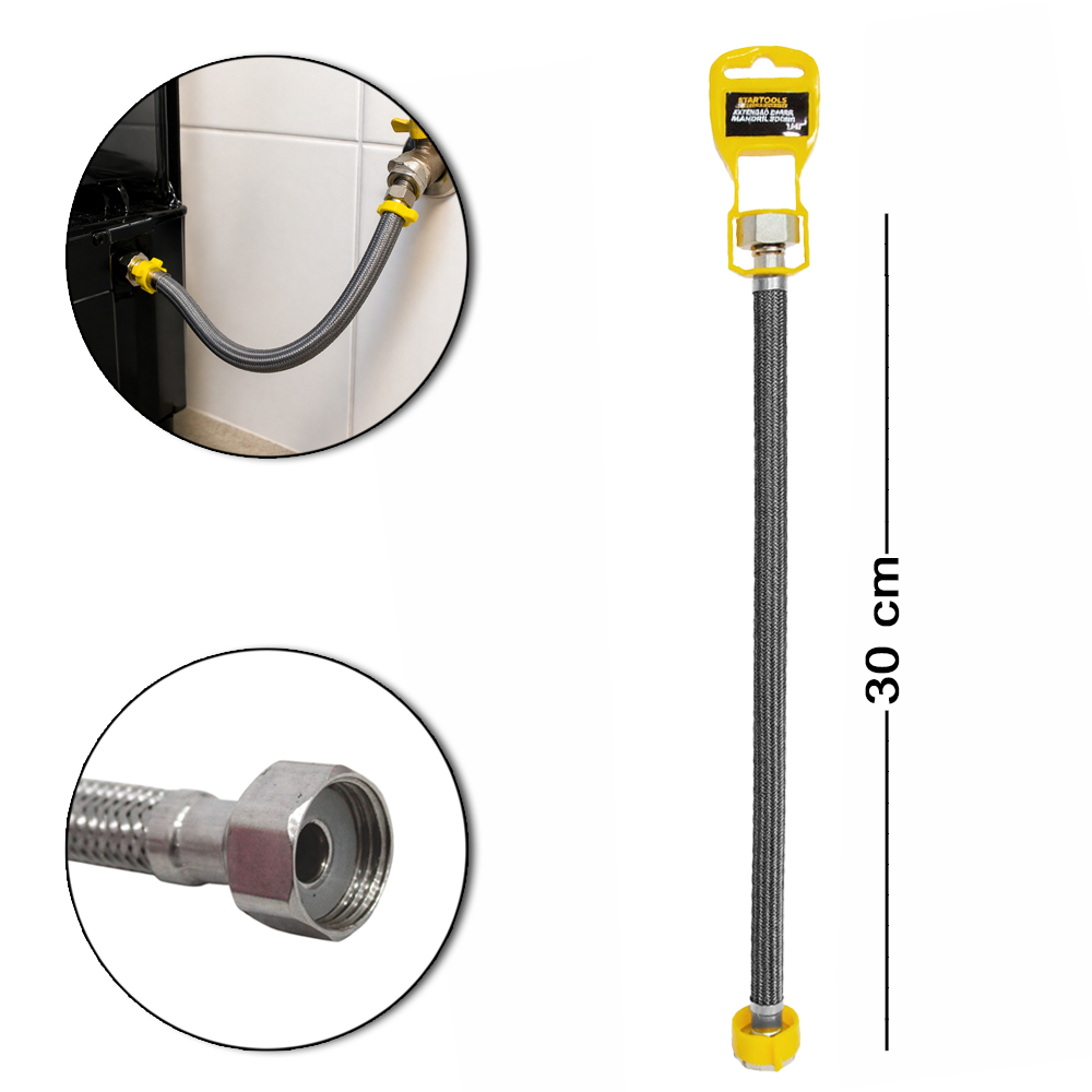 ENGATE FLEXIVEL TRANCADO INOX FEMEA X FEMEA 30CM