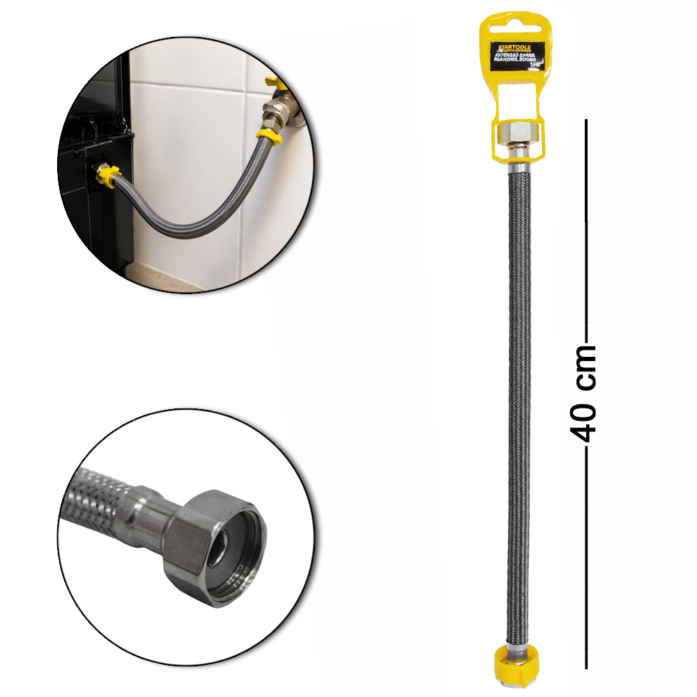 ENGATE FLEXIVEL TRANCADO INOX FEMEA X FEMEA 40CM