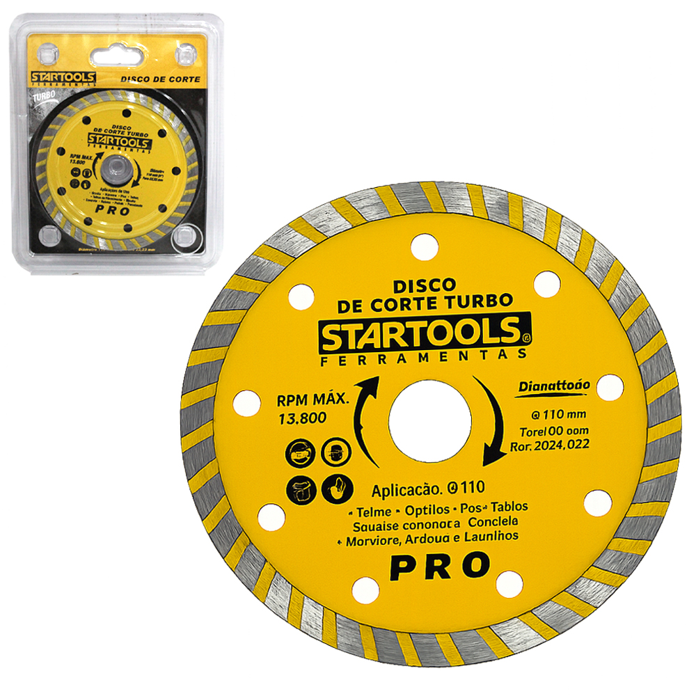 DISCO DE CORTE DIAMANTADO TURBO PRO 4'' 110MM COM ANEL ADAPTADOR