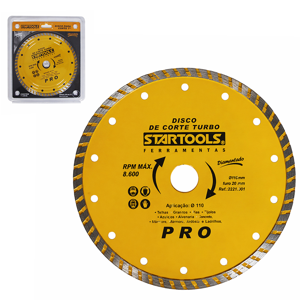 DISCO DE CORTE DIAMANTADO TURBO PRO 7'' 180MM COM ANEL ADAPTADOR