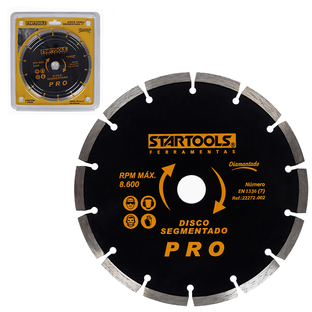 DISCO DE CORTE DIAMANTADO SEGMENTADO PRO 7'' 180MM COM ANEL ADAPTADOR