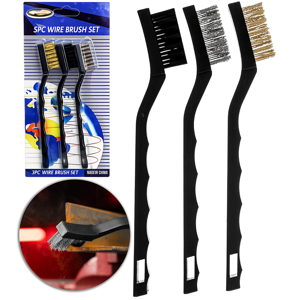 ESCOVA DE ACO / NYLON CABO PLASTICO COM 3 PECAS