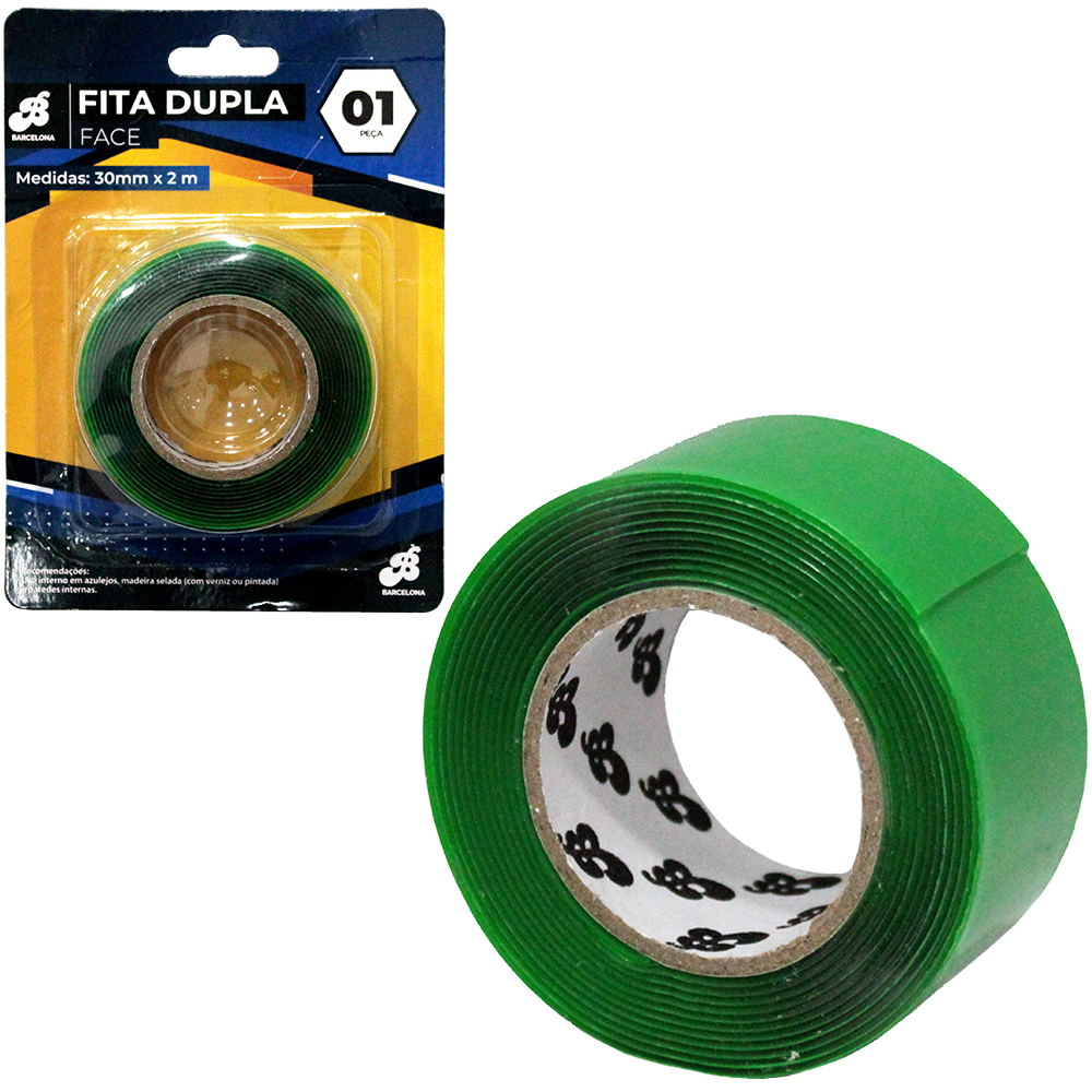 FITA ADESIVA DUPLA FACE TRANSPARENTE PERMANENTE 30MMX2M