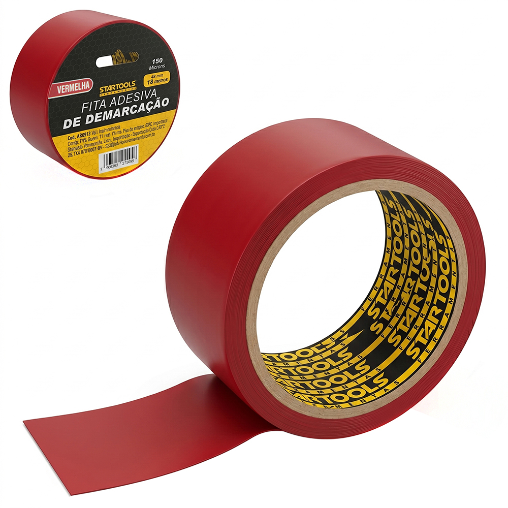 FITA ADESIVA DE DEMARCACAO VERMELHA 150 MICRONS 48MMX15M 