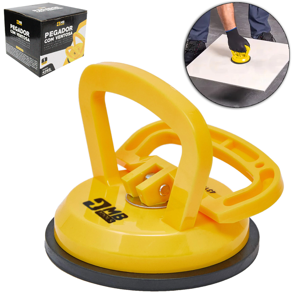 PEGADOR DE PLASTICO COM VENTOSA DE PRESSAO PARA VIDRO / PISO 140KG CARGA MAXIMA 9,5X12,5CM DE Ø MB TOOLS