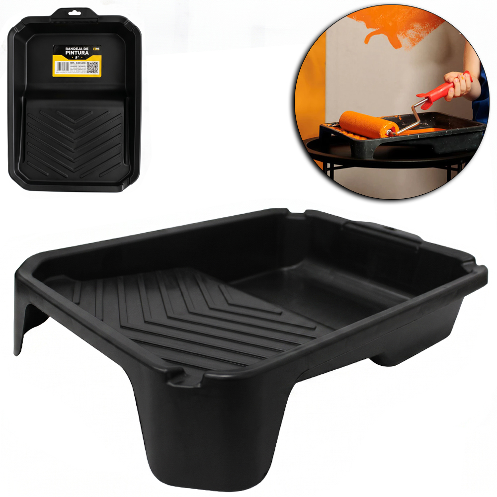 BANDEJA DE PLASTICO PARA PINTURA PRETO 9'' 42X32X8CM MB TOOLS