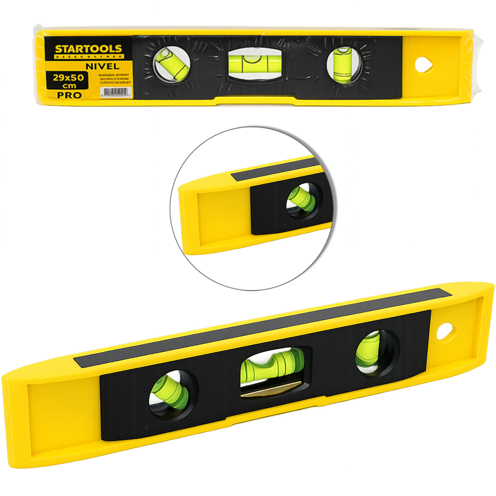 NIVEL DE PLASTICO AMARELO COM 3 BOLHAS PRO 23CM