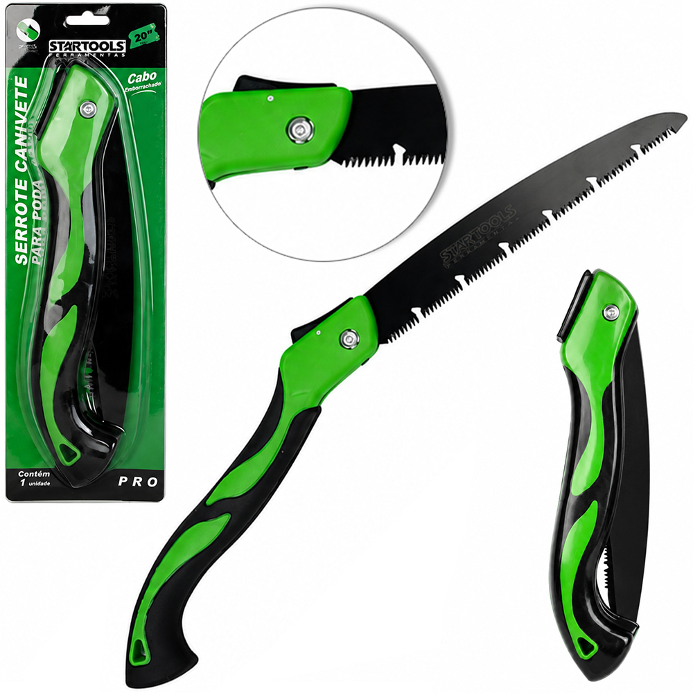 SERROTE CANIVETE DE PODA DOBRAVEL COM TRAVA DE SEGURANCA + CABO EMBORRACHADO PRO 20'' 470MM